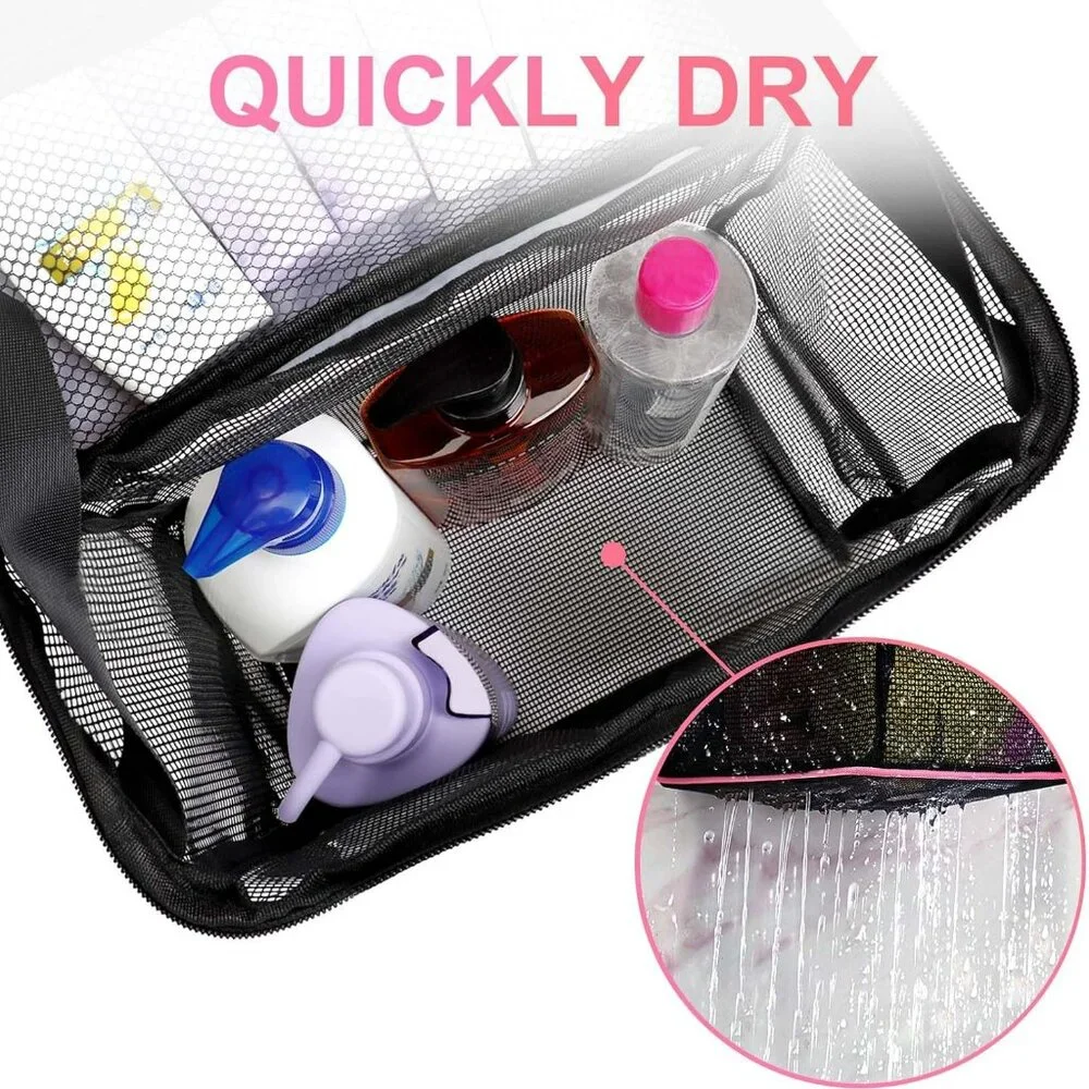 NEW Portable Mesh Shower Caddy Quick Dry with Handles & Hook
